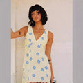 Princess Polly Australian niche brand flower linen blend contrasting flower V-neck sleeveless dress