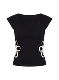 Princess Polly premium contrasting hollow flower sleeveless T-shirt top for slimming and body shaping
