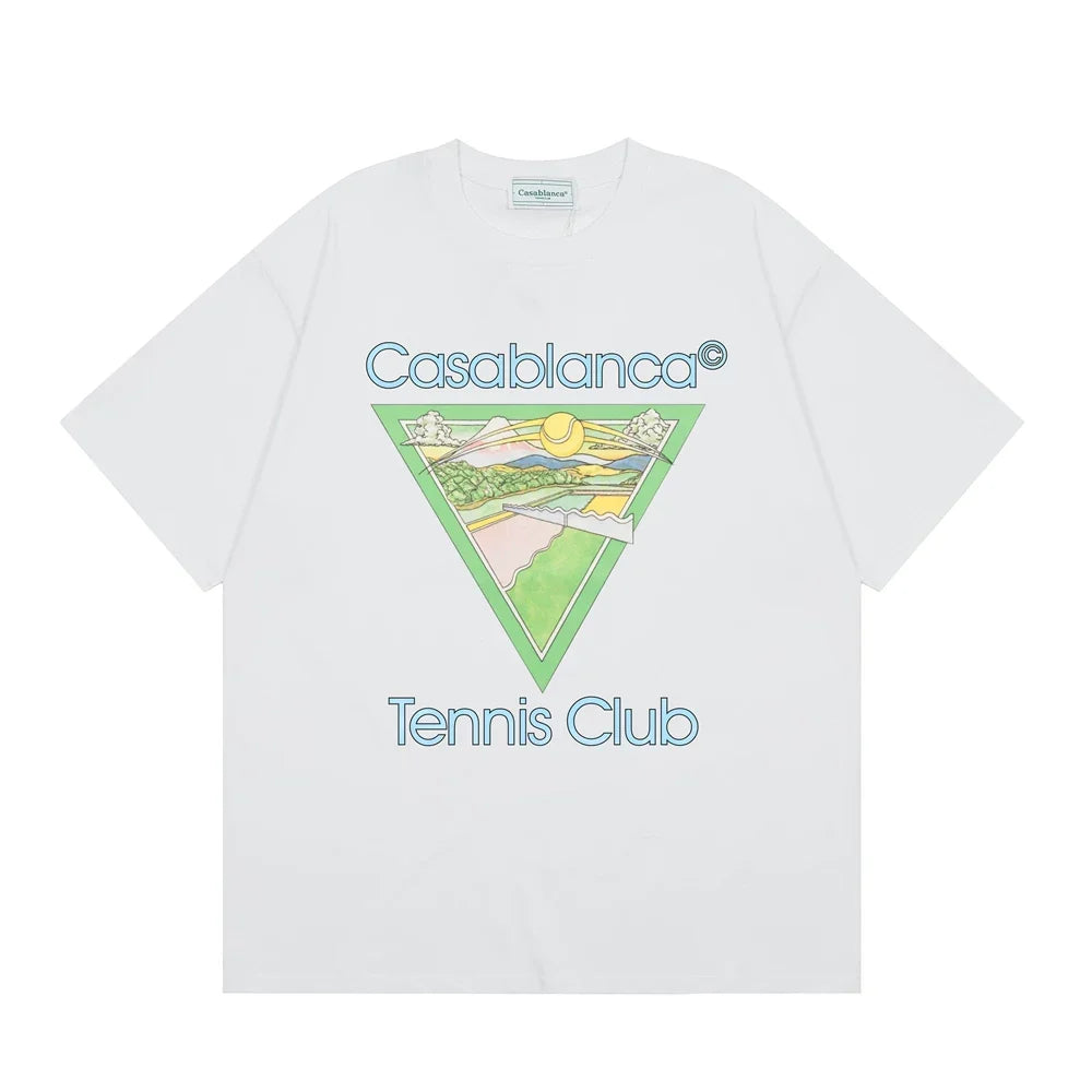 Casablanca Tennis Club Triangle Graphic T-Shirt - White