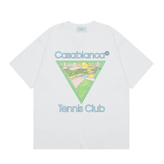 Casablanca Tennis Club Triangle Graphic T-Shirt - White