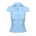 Princess Polly 25 Spring/Summer American Hot Girl Fold Waist Solid Color Comfortable Cotton Short sleeved Shirt Top