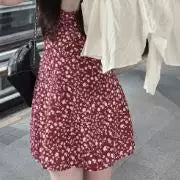 Princess Polly's niche V-neck low neck fairy fragrance style Hepburn retro dress chiffon dress short skirt