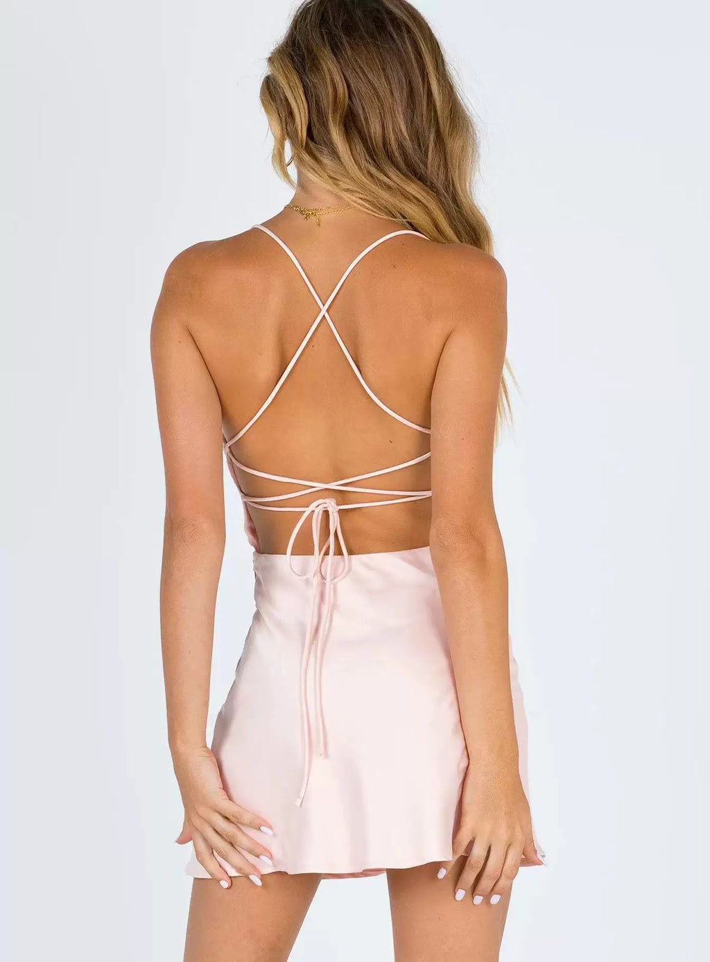 Princess Polly European and American hot girl pure desire style satin suspender backless swinging collar backless pink dress