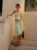 Princess Polly embroidered camisole dress, women's backless short skirt, vacation style, petite summer suit skirt