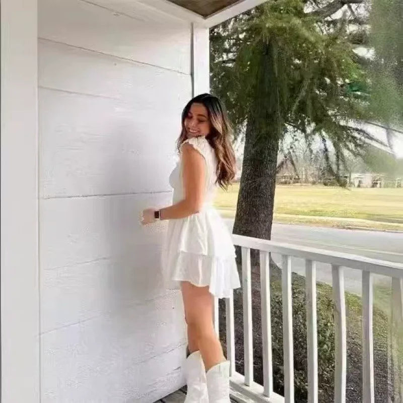 Princess Polly white off shoulder tight dress, Zhao Lusi's same slimming ruffled solid color dress