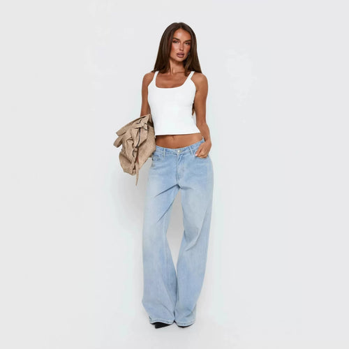 Princess Polly American style spicy girl casual simple and versatile white camisole vest seven quarter jeans