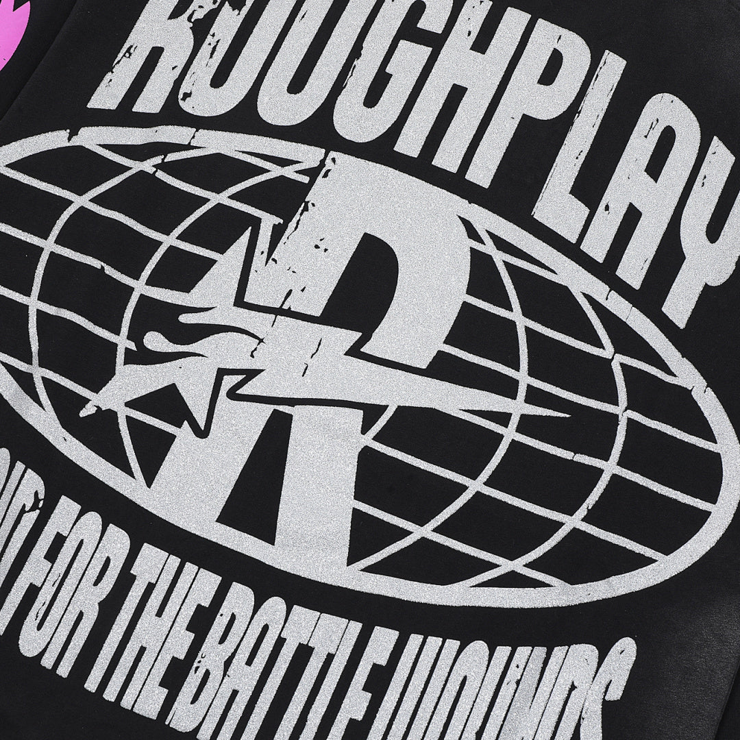 Roughplay Retro Warrior Art Graphic Long Sleeve Tee Men Oversized Streetwear Top