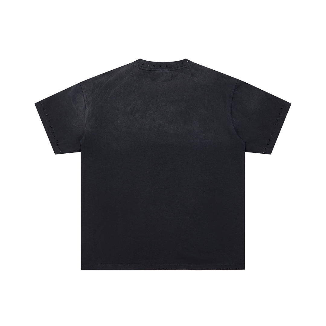 Black Vintage Racing Car DUAA Flame Graphic Oversized T‑Shirt