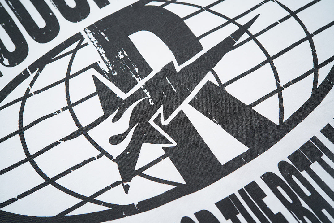 Vintage Washed White I Love Rough Play Globe Graphic Oversized T‑Shirt