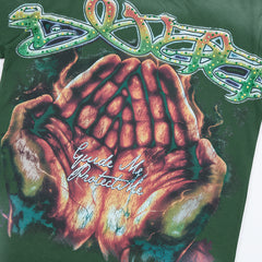 Dark Green Vintage Alien Monster Graphic Oversized T‑Shirt
