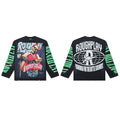 Black Vintage Basketball Star Graphic Long Sleeve Tee Roughplay Oversized Streetwear T‑Shirt