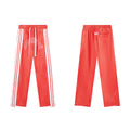 Red Side Stripe Gothic Letter DUAA Wide Leg Track Pants