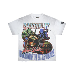 Vintage Washed White Statue Of Liberty Globe Graphic Oversized T‑Shirt