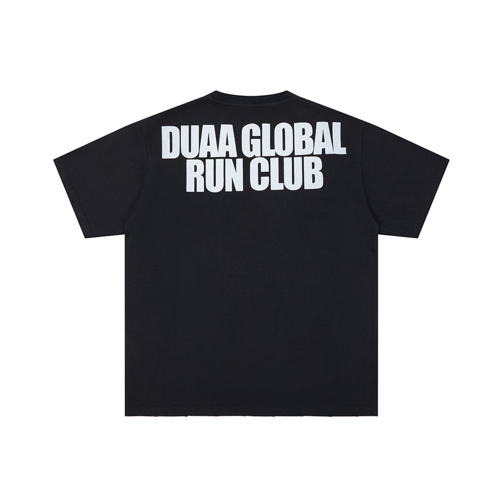 Black 1993 Retro Global Run Club DUAA Graphic Oversized T‑Shirt