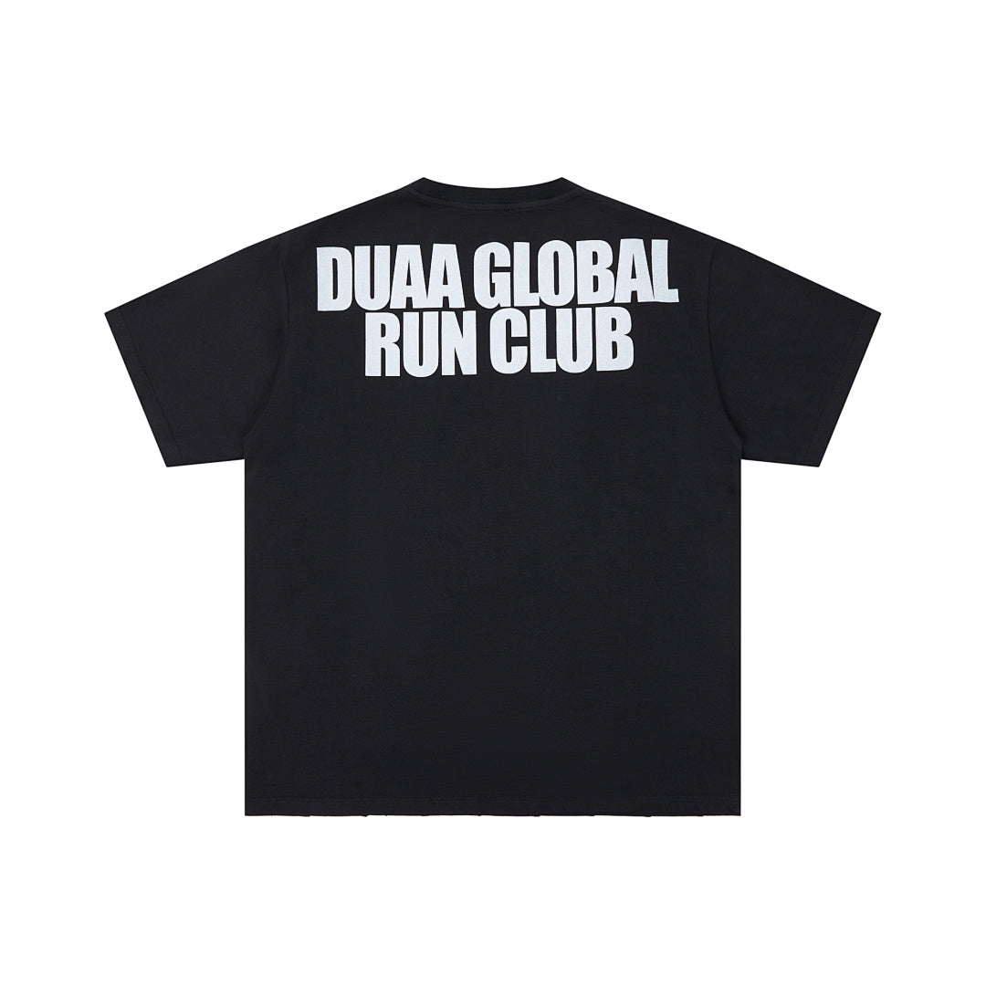 Black 1993 Retro Global Run Club DUAA Graphic Oversized T‑Shirt
