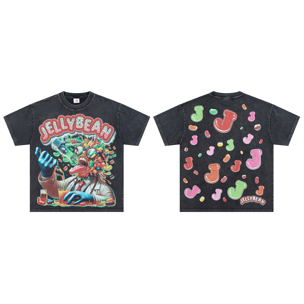 Jellybean Surreal Candy Monster Graphic Oversized T‑Shirt