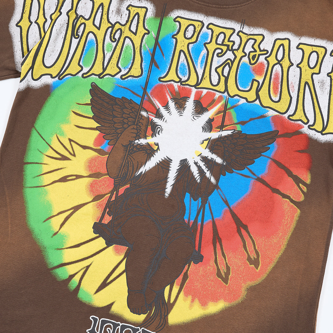 Brown Tie‑Dye Vintage Records 1993 Graphic Oversized T‑Shirt