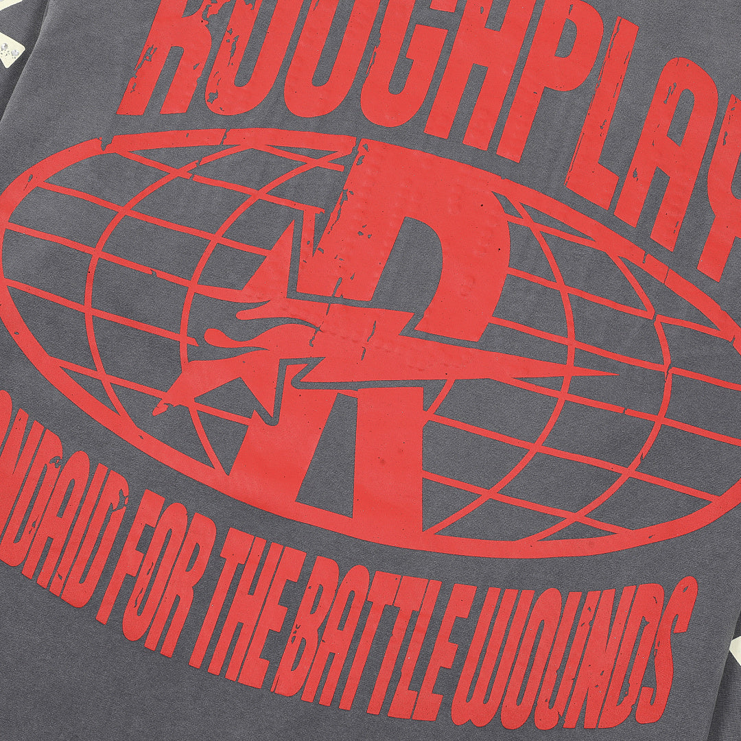 Roughplay Vintage Retro Poster Graphic Long Sleeve Tee Men Oversized Streetwear Top