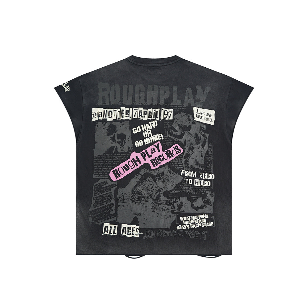 Vintage Washed Black Eagle Tour Graphic Oversized T‑Shirt