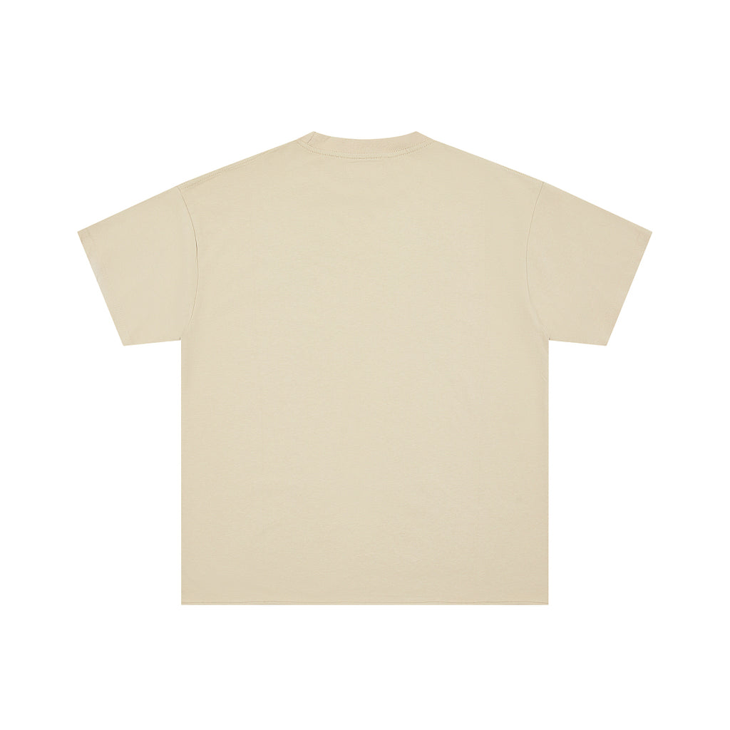 Beige Vintage Angel Globe Graphic Oversized T‑Shirt