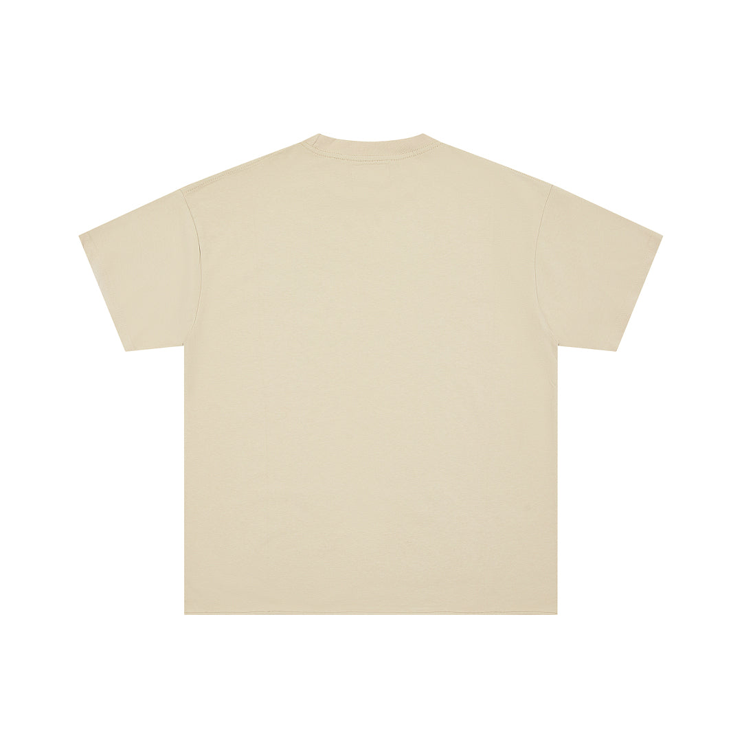 Beige Vintage Angel Globe Graphic Oversized T‑Shirt
