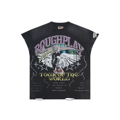 Vintage Washed Black Eagle Tour Graphic Oversized T‑Shirt