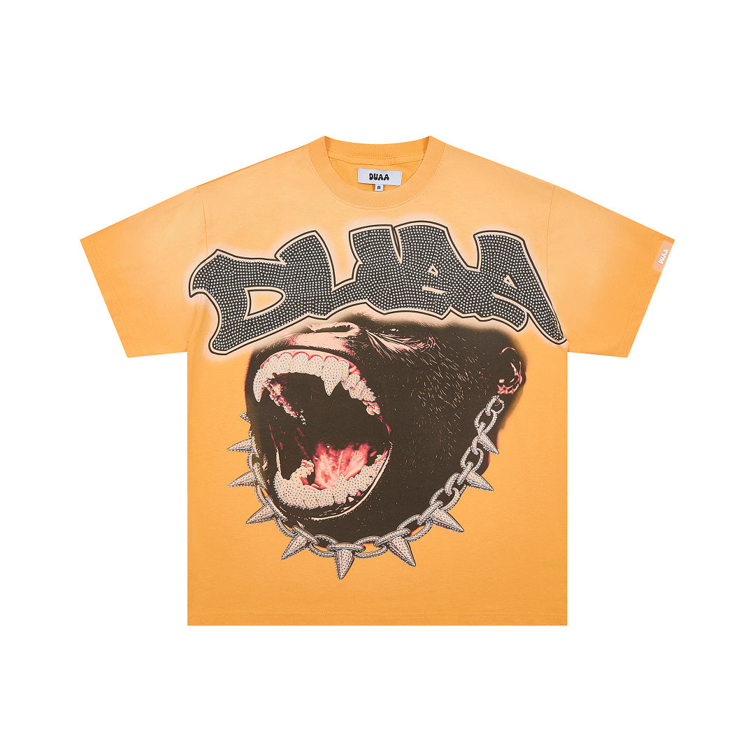 Vintage Orange Panther Graphic Oversized T‑Shirt