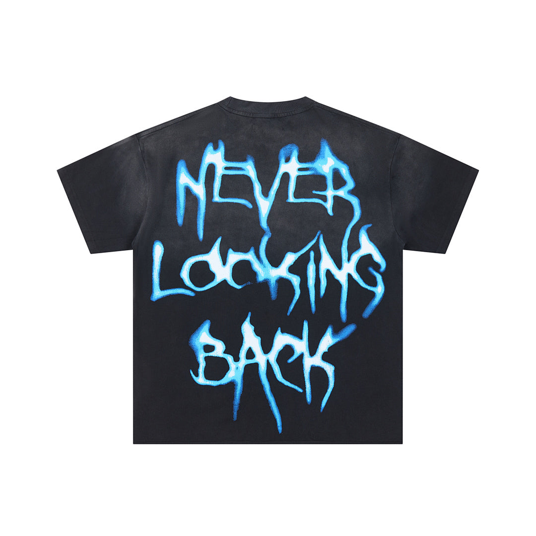 Black Vintage Blue Butterfly DUAA Graphic Oversized T‑Shirt