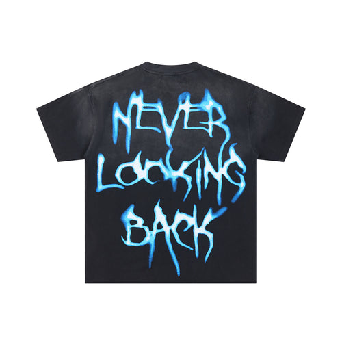 Black Vintage Blue Butterfly DUAA Graphic Oversized T‑Shirt