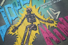 Vintage Washed Grey Skeleton Globe Graphic Oversized T‑Shirt
