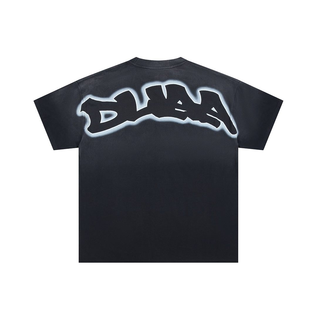 Black Vintage Roaring Tiger Graphic Oversized T‑Shirt