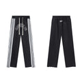 Black Side Stripe Gothic Letter DUAA Wide Leg Track Pants
