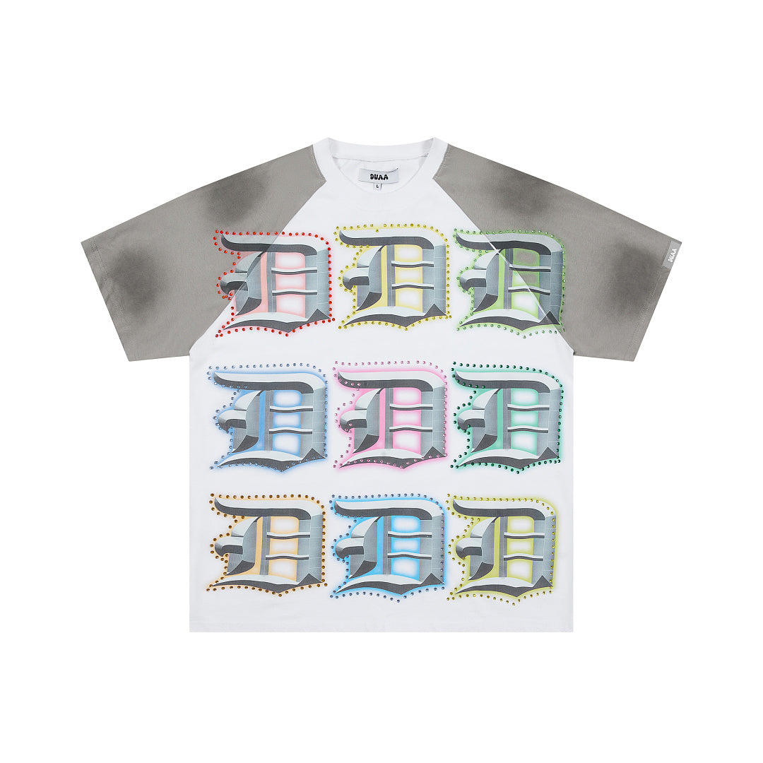 Vintage Tie‑Dye Multi‑Color 3D Letter Oversized T‑Shirt