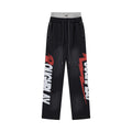 Roughplay Vintage Washed Letter Print Wide Leg Sweatpants Men Streetwear Loose Trousers
