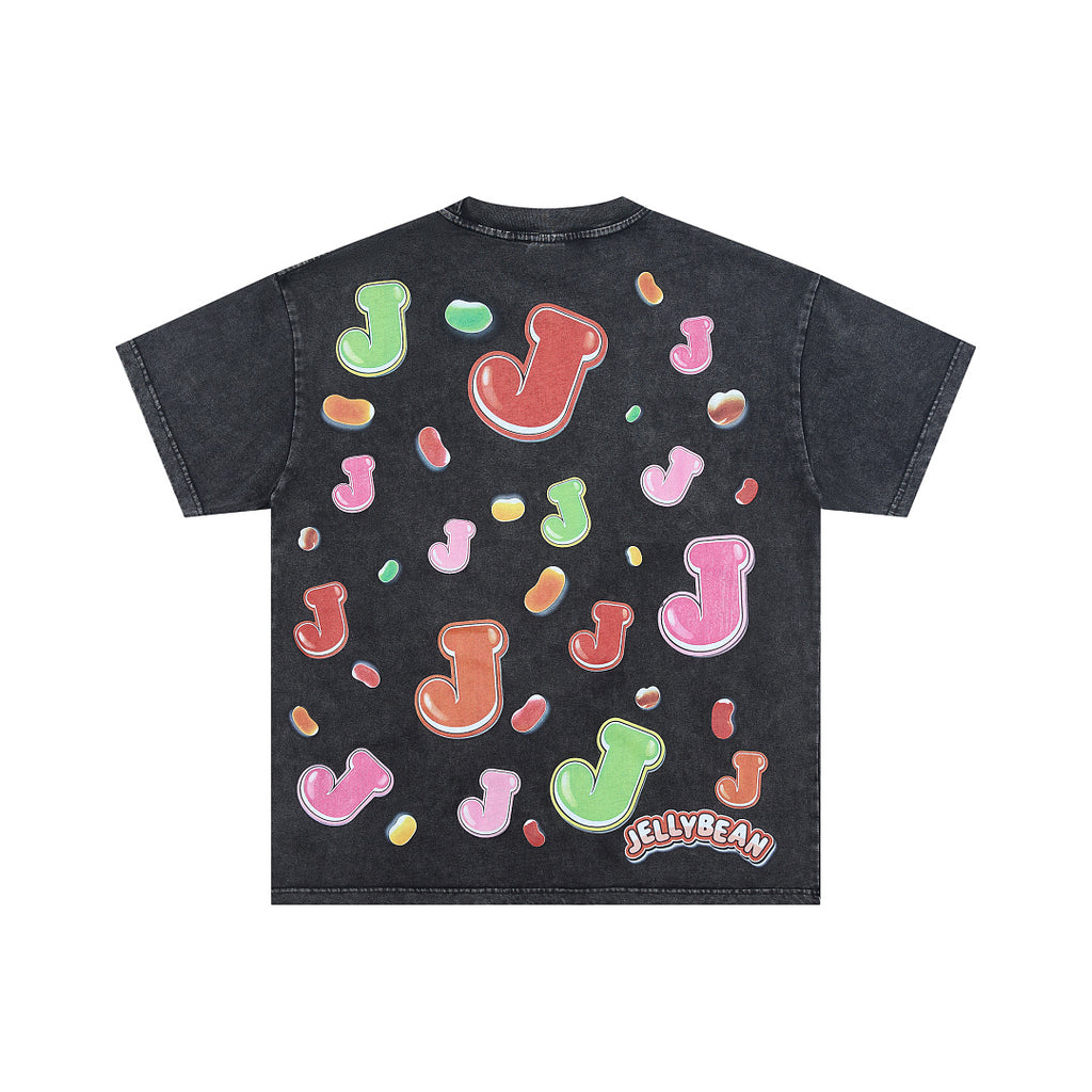 Jellybean Surreal Candy Monster Graphic Oversized T‑Shirt