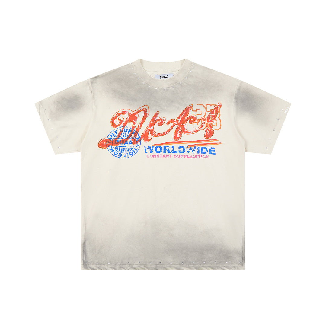 Off‑White Washed Worldwide Stamp DUAA Graphic Oversized T‑Shirt