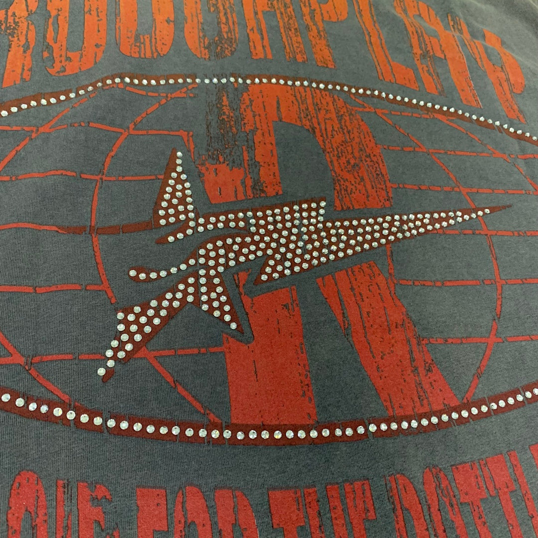 Vintage Washed Grey Retro Poster Globe Graphic Oversized T‑Shirt
