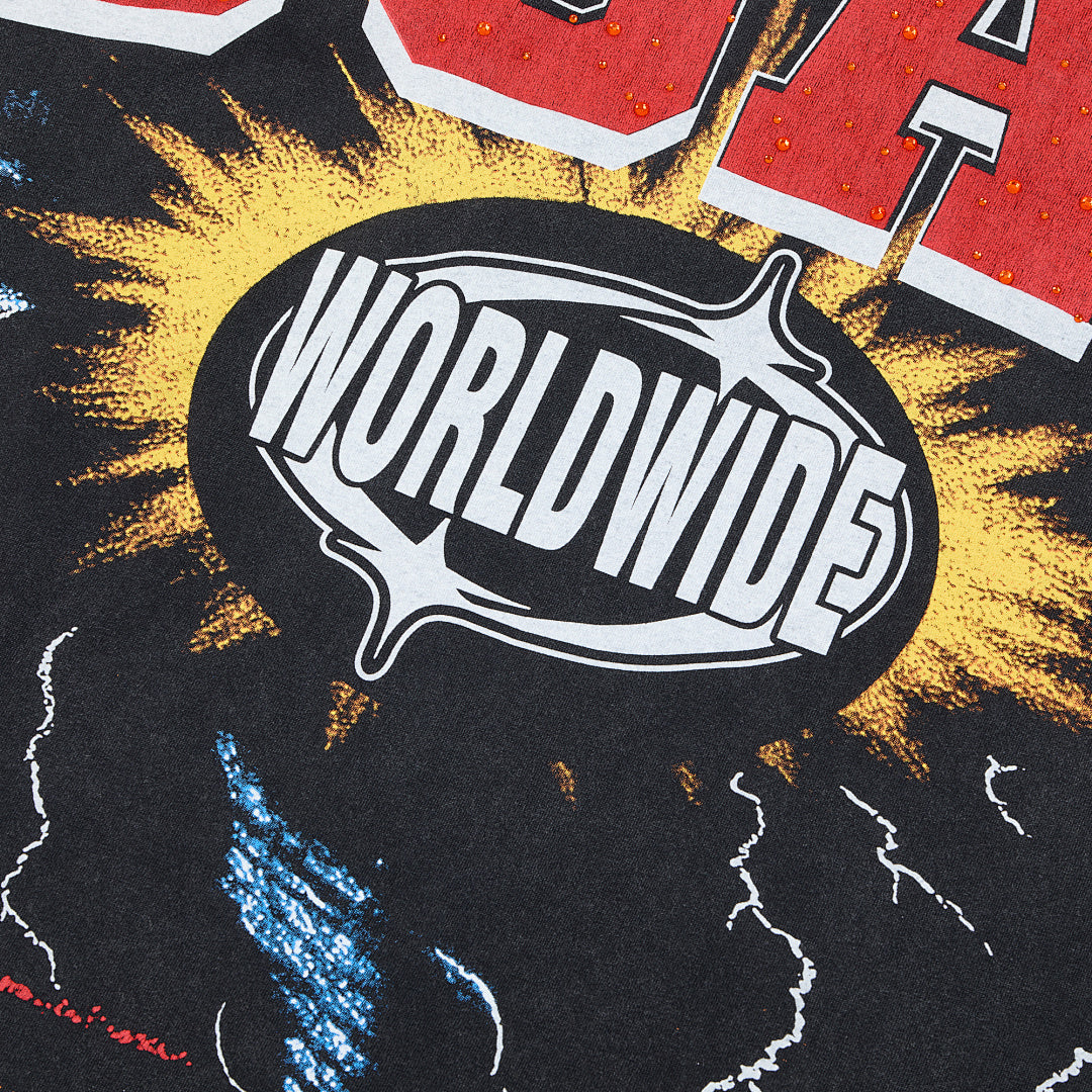 Black Vintage DUAA Worldwide Lightning Graphic Oversized T‑Shirt