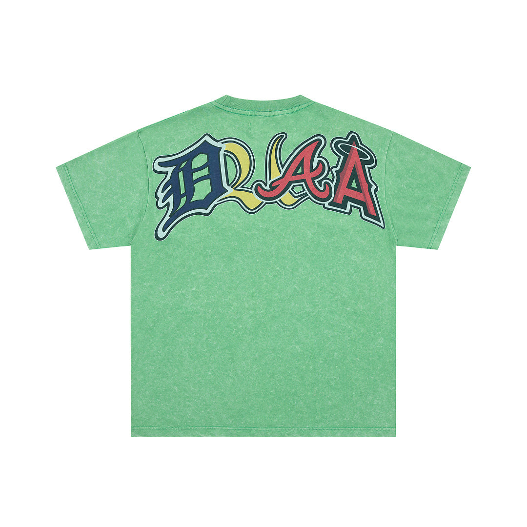 Green Vintage Baseball Graphic Oversized T‑Shirt