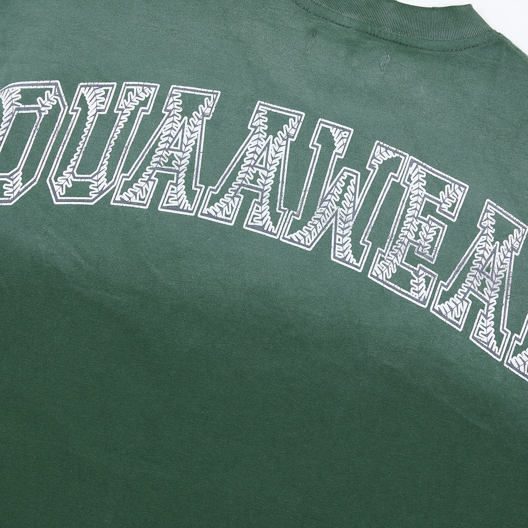Dark Green Vintage Baseball Graphic Oversized T‑Shirt