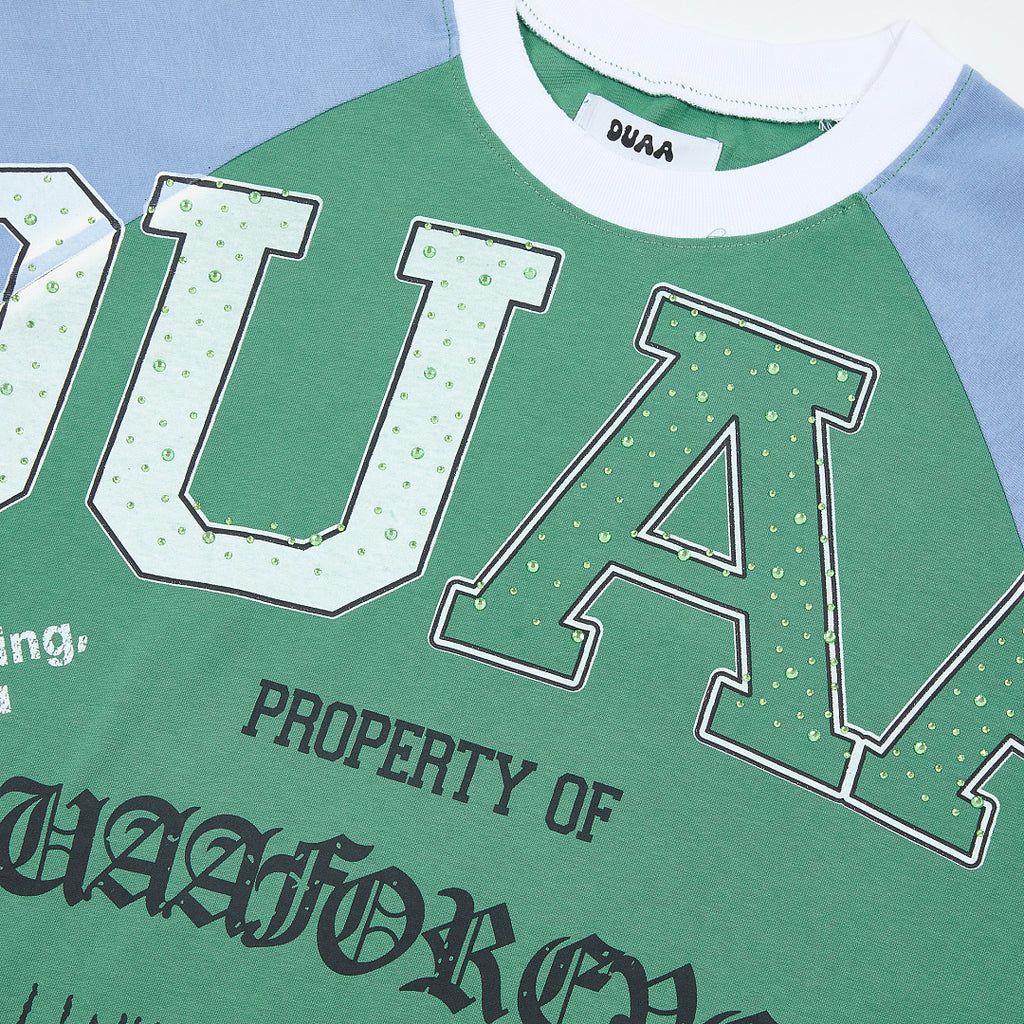 Raglan Sleeve All‑Over Letter Print Oversized T‑Shirt