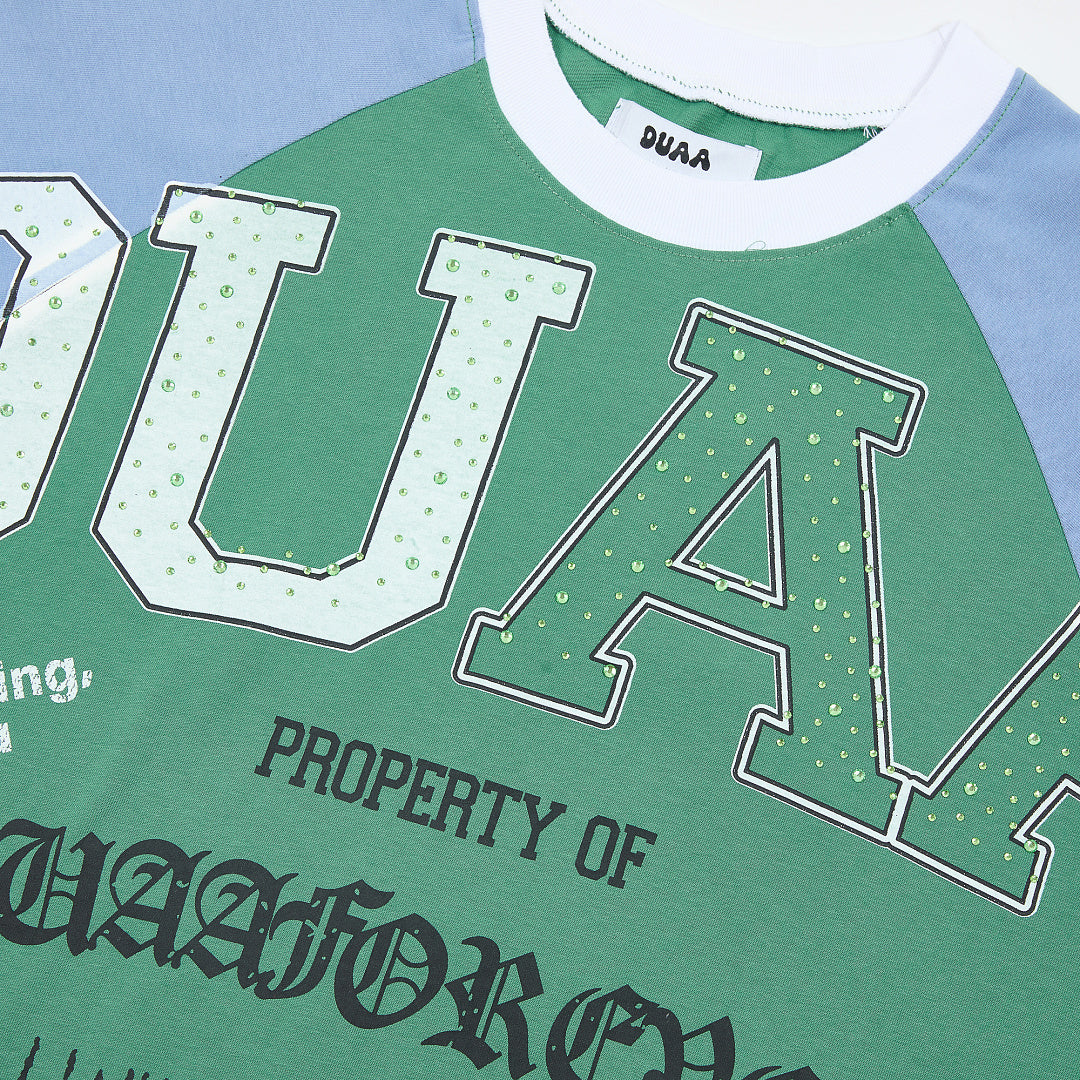 Raglan Sleeve All‑Over Letter Print Oversized T‑Shirt