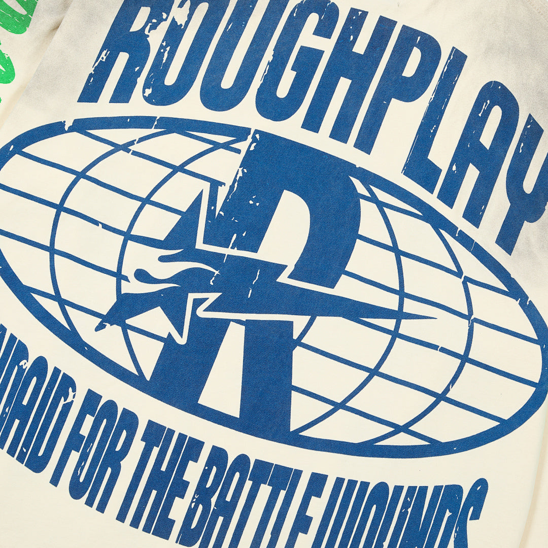 Roughplay Vintage Wash Flame Graphic Long Sleeve Tee Men Oversized Streetwear Top