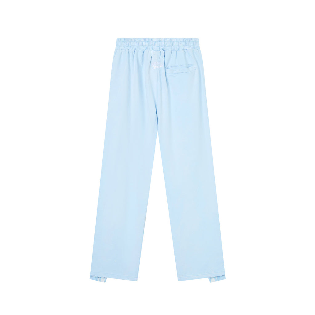 Light Blue Washed Side Stripe Gothic Letter DUAA Wide Leg Track Pants