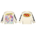 Roughplay Vintage Comic Graphic Long Sleeve Tee Men Oversized Streetwear Top