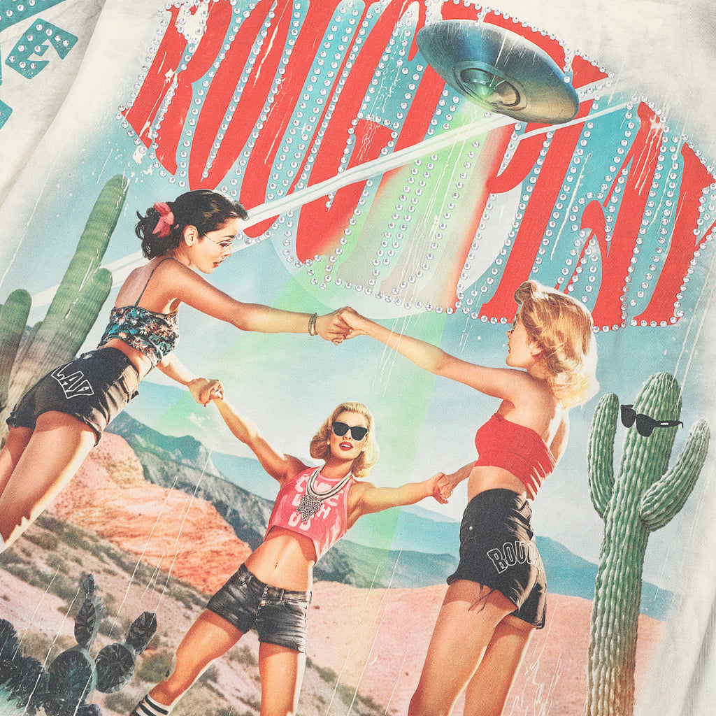 Roughplay Vintage Retro Poster Graphic Long Sleeve Tee Men Oversized Streetwear Top