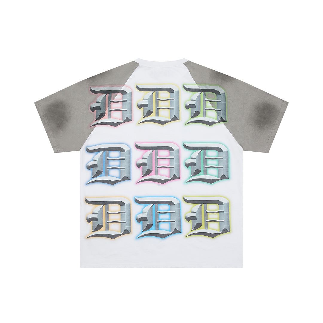 Vintage Tie‑Dye Multi‑Color 3D Letter Oversized T‑Shirt