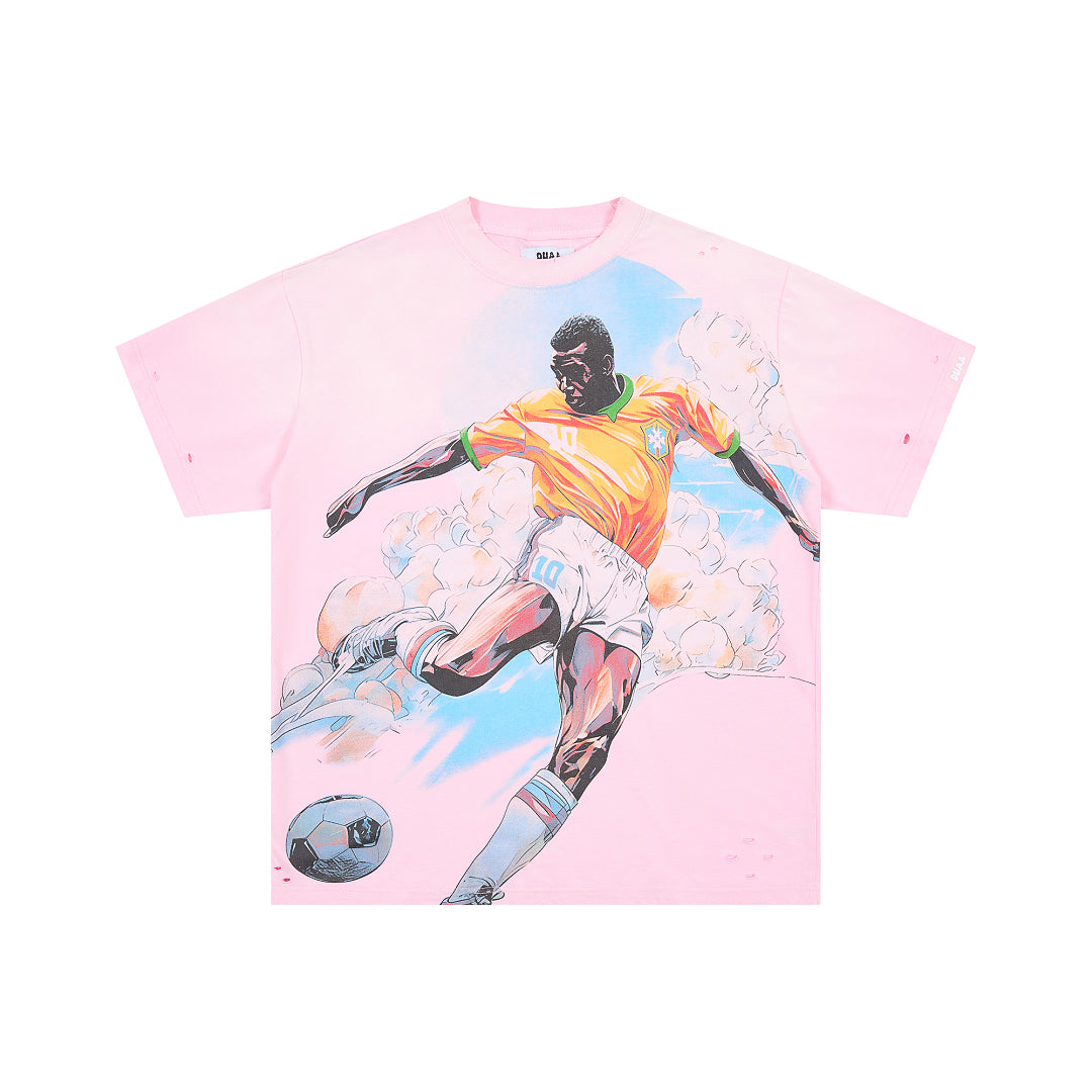 Pink Vintage Football Player Graphic Oversized T‑Shirt