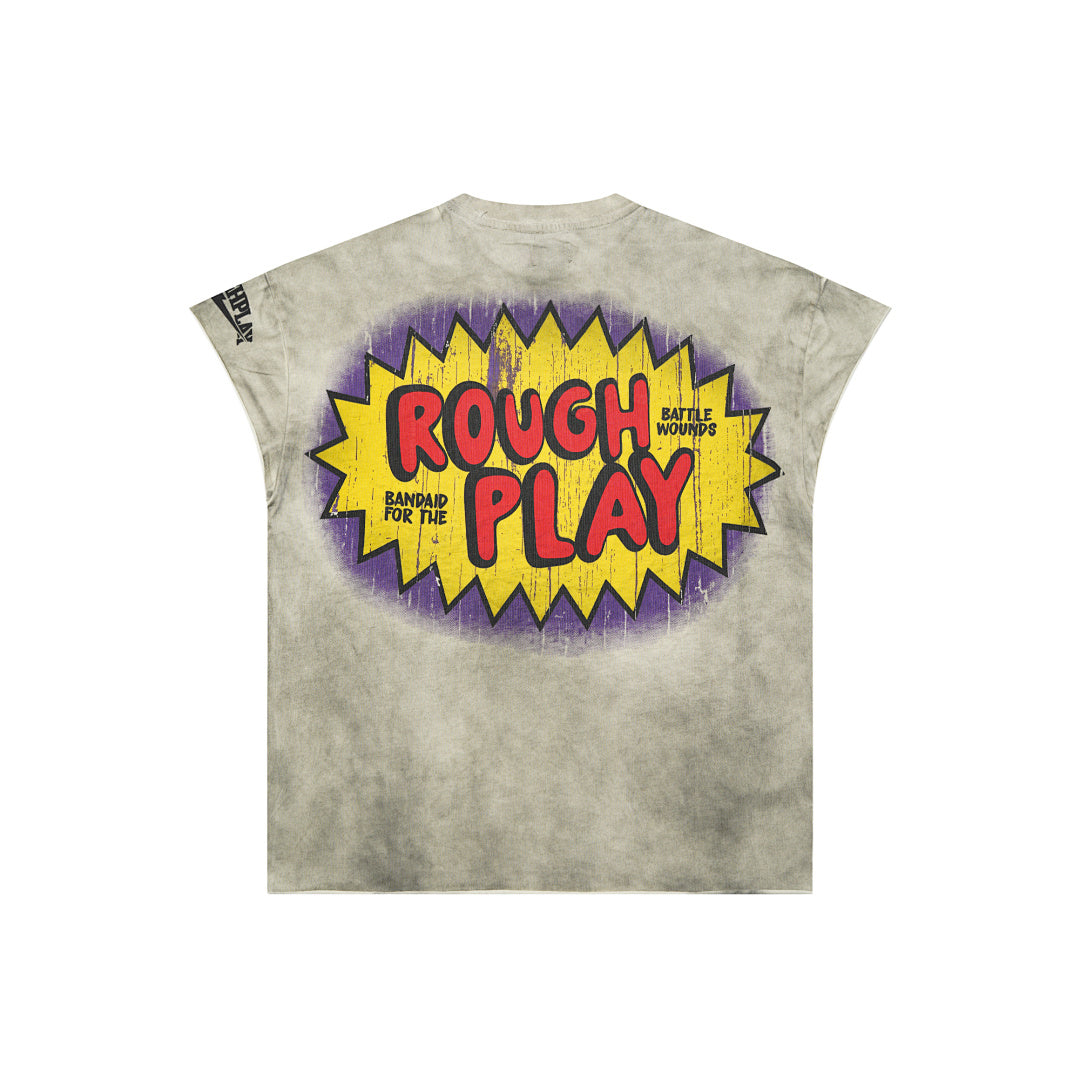 Vintage Washed Grey Cartoon Comic Graphic Oversized T‑Shirt