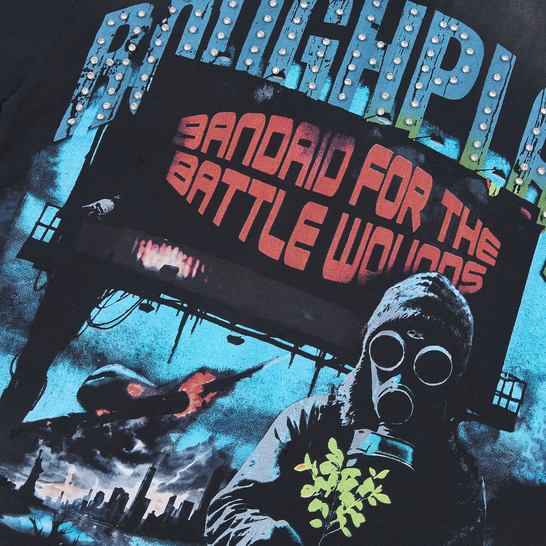 Black Vintage Portrait Graphic Oversized Tee Roughplay Worldwide Streetwear T‑Shirt